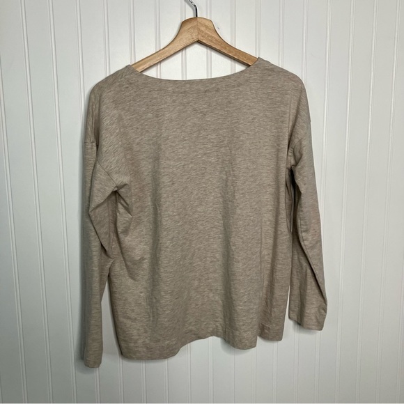 J.Jill Top Medium Petite Luxe Relaxed Tee Beige Oatmeal Casual Women’s Shirt - Picture 8 of 8